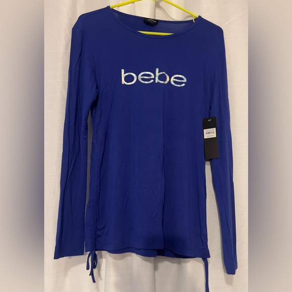 bebe Tops - NWT BEBE Royal Blue Logo Long Sleeve Womens Top Large